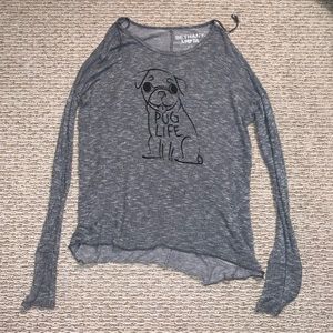 bethany mota long sleeve pug gray shirt